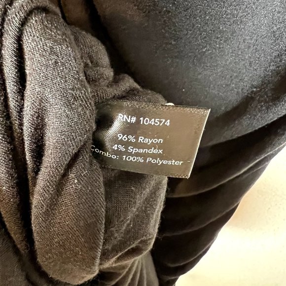 Boston Proper Black Ruched XL Dress Bodycon Sheer Collar Stretch Double Lined - Picture 11 of 11